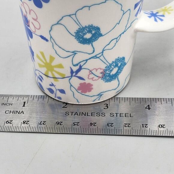 2006 Starbucks Floral Pastel Blue Pink Yellow Butterfly Coffee Cocoa Mug Cup - Picture 11 of 11